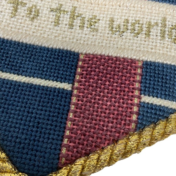 Vintage Handmade Stitched Heart Wall Hanging Joy To The World Music Pocket - Picture 9 of 16